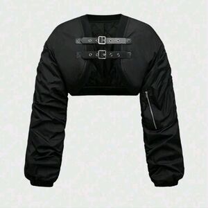 Grunge Punk Motorcycle Style Fleece Cropped Loose Women's Vest Jacket
